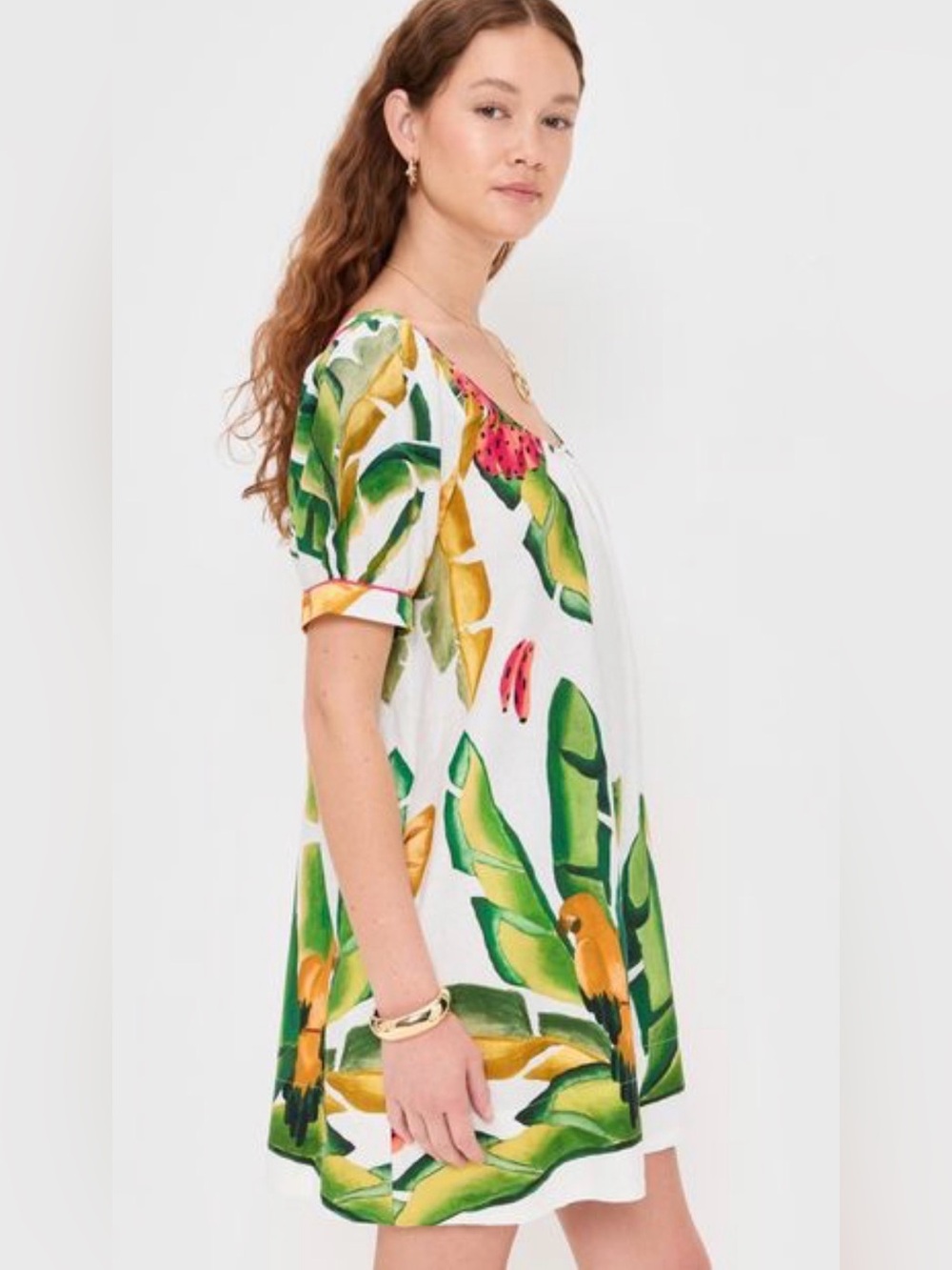 FARM Rio Women's Green Summer Foliage Scarf Off- Mini Dress